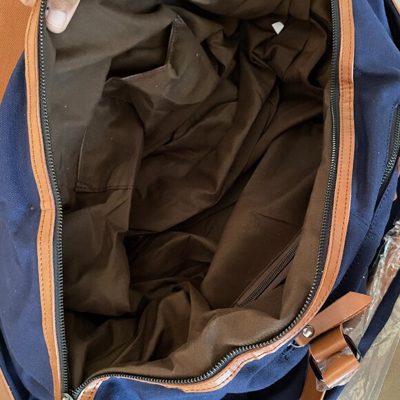 THE JOURNEYMAN BAG CO. Brand New Blue Canvas and Leather Travel Duffle - Picture 8 of 16